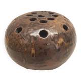 Brown ceramic flower spike vase from the 1950s