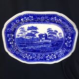 Plat en faïence anglaise bleu et blanc