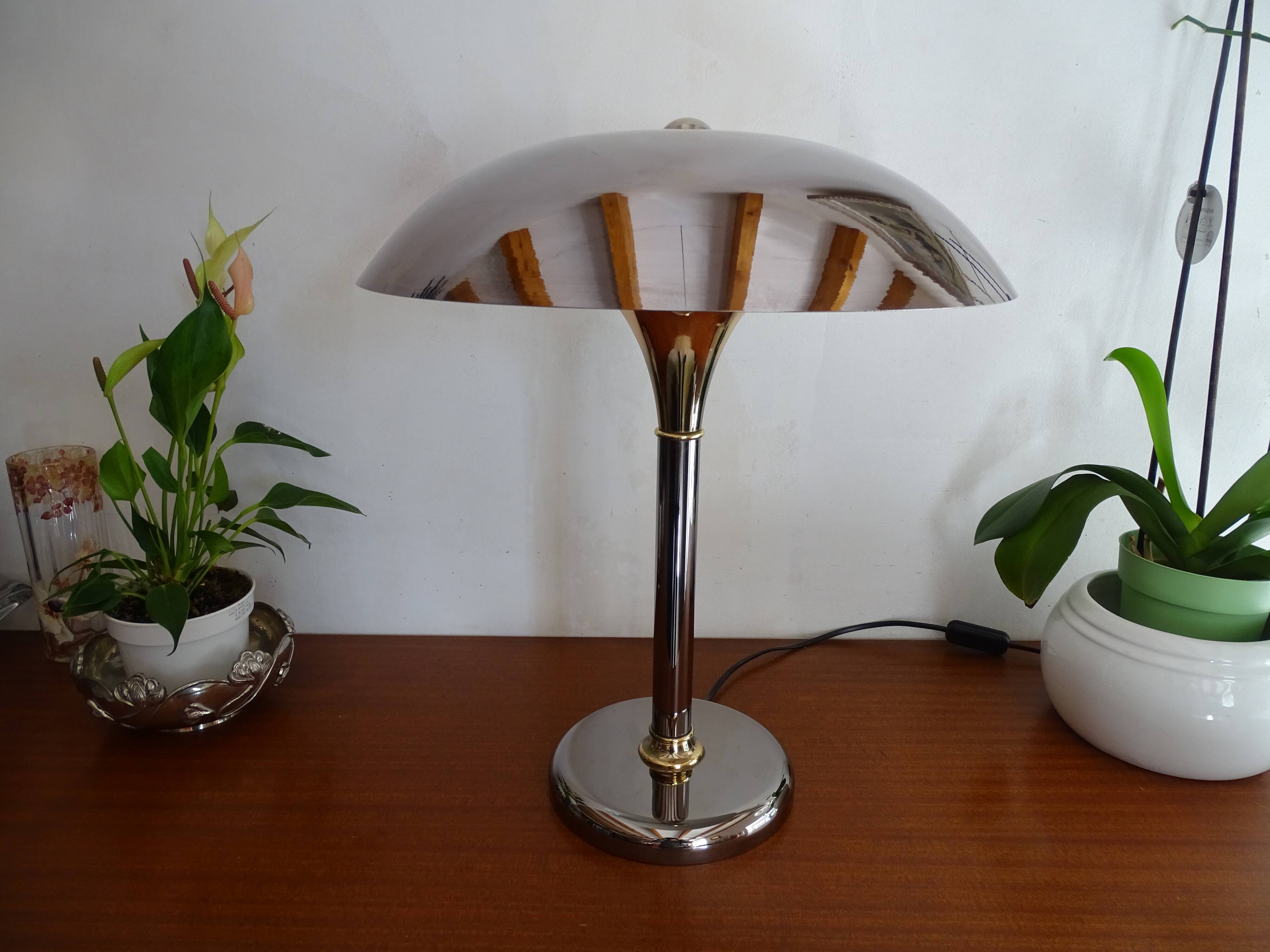 Mushroom lamp design chrome metal 48 cm