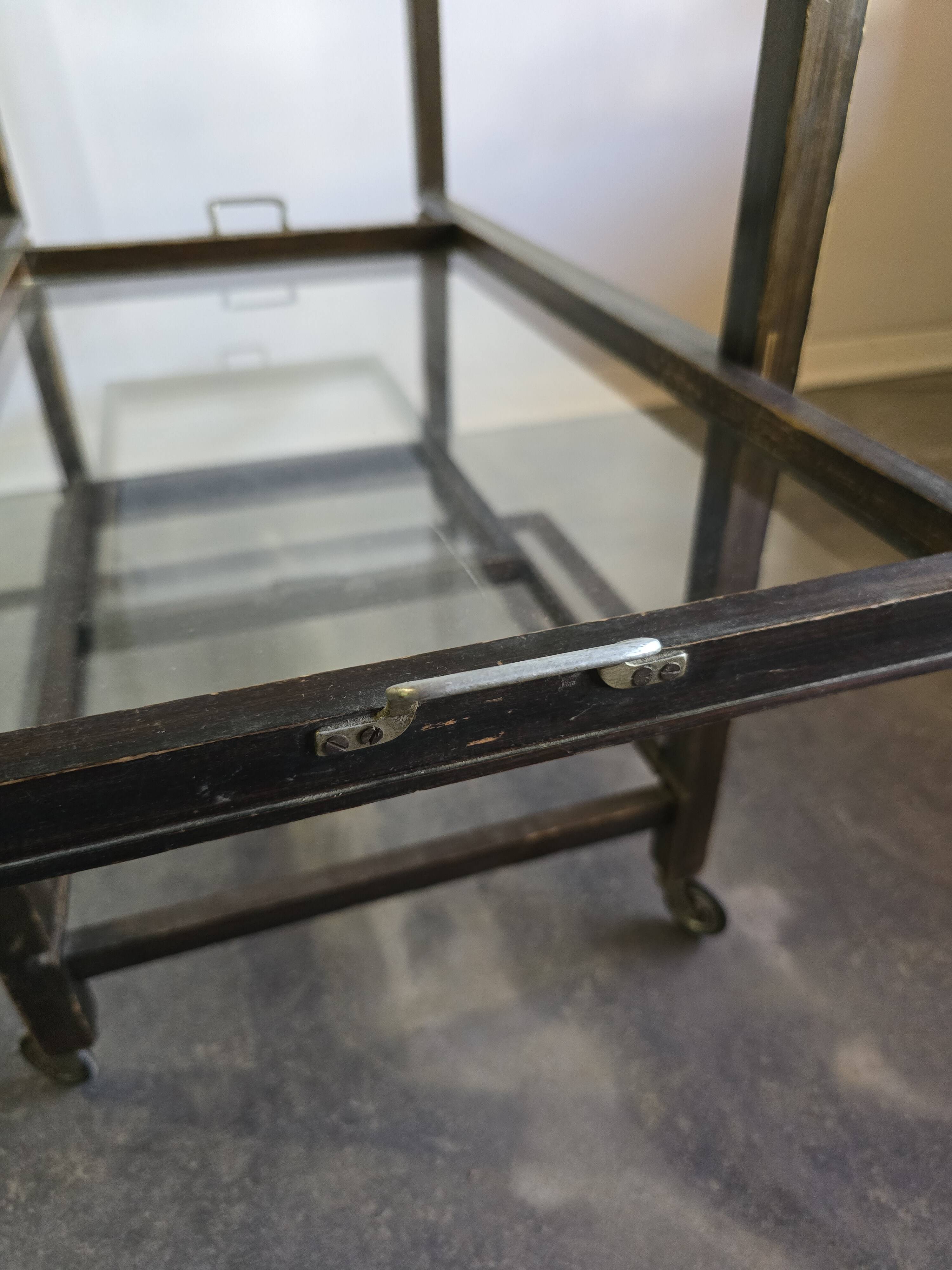 30s Art Deco Bar Cart / Serving Trolley with Removable Glass Trays