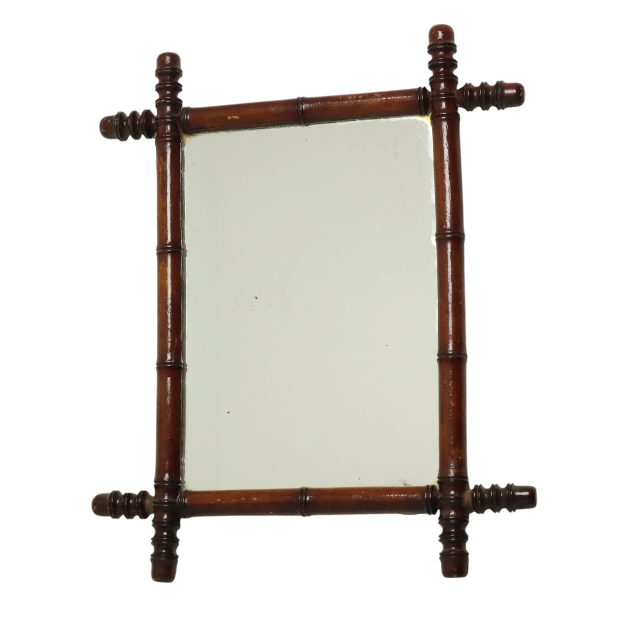 Antique Wooden Faux Bamboo Chinoiserie Mirror 63x52cm