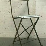 Folding chairs in iron and wooden blade XX century