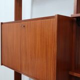 1950s teak modular wall unit with drop-front bar