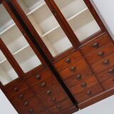 Large Antique Belgian Pitch Pine Apothecary Shop Cabinet / Vitrine, ca 1900