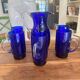 Cobalt blue Murano vintage carafe and glasses by