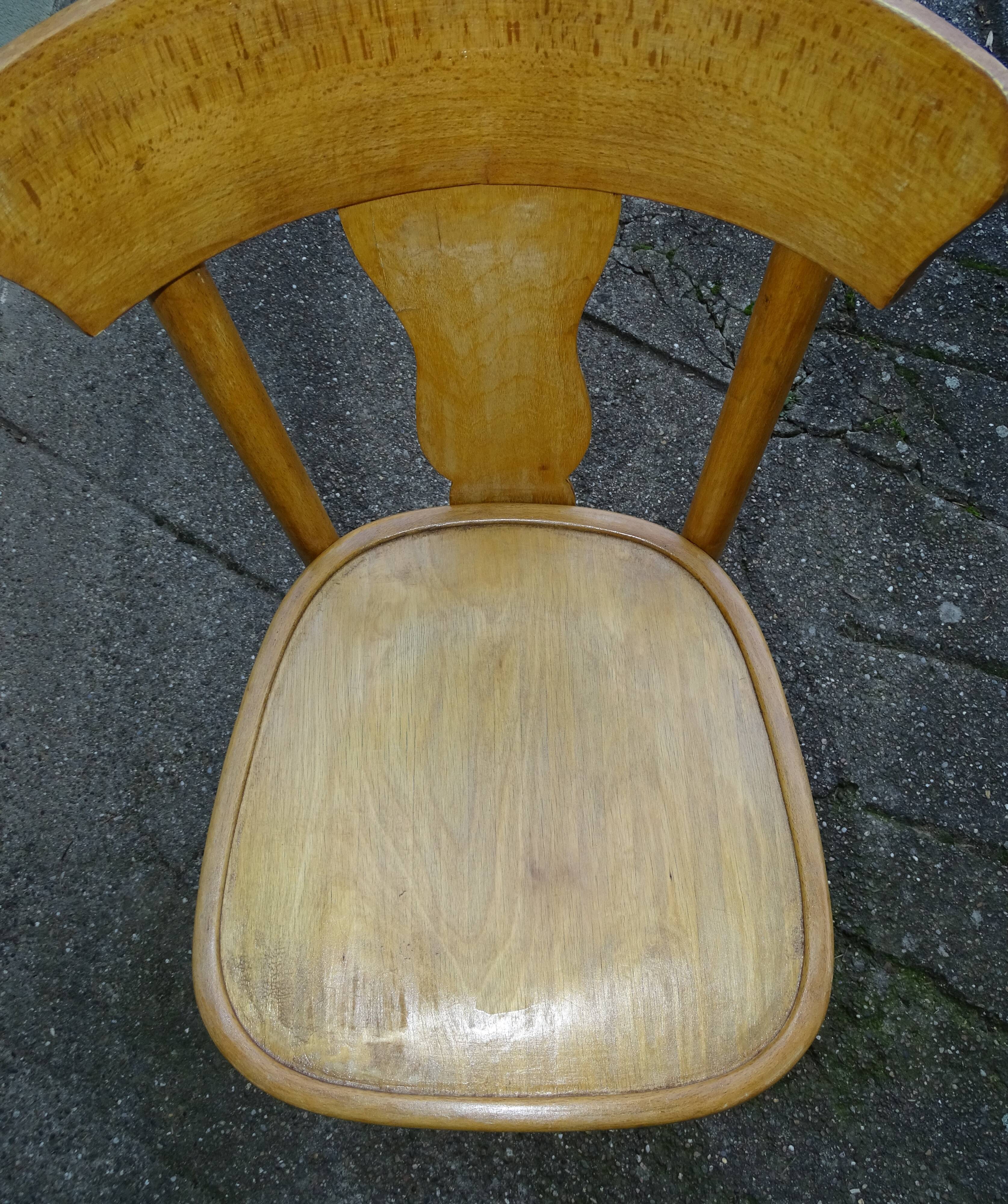 Vintage wood-curved bistro chair 1960
