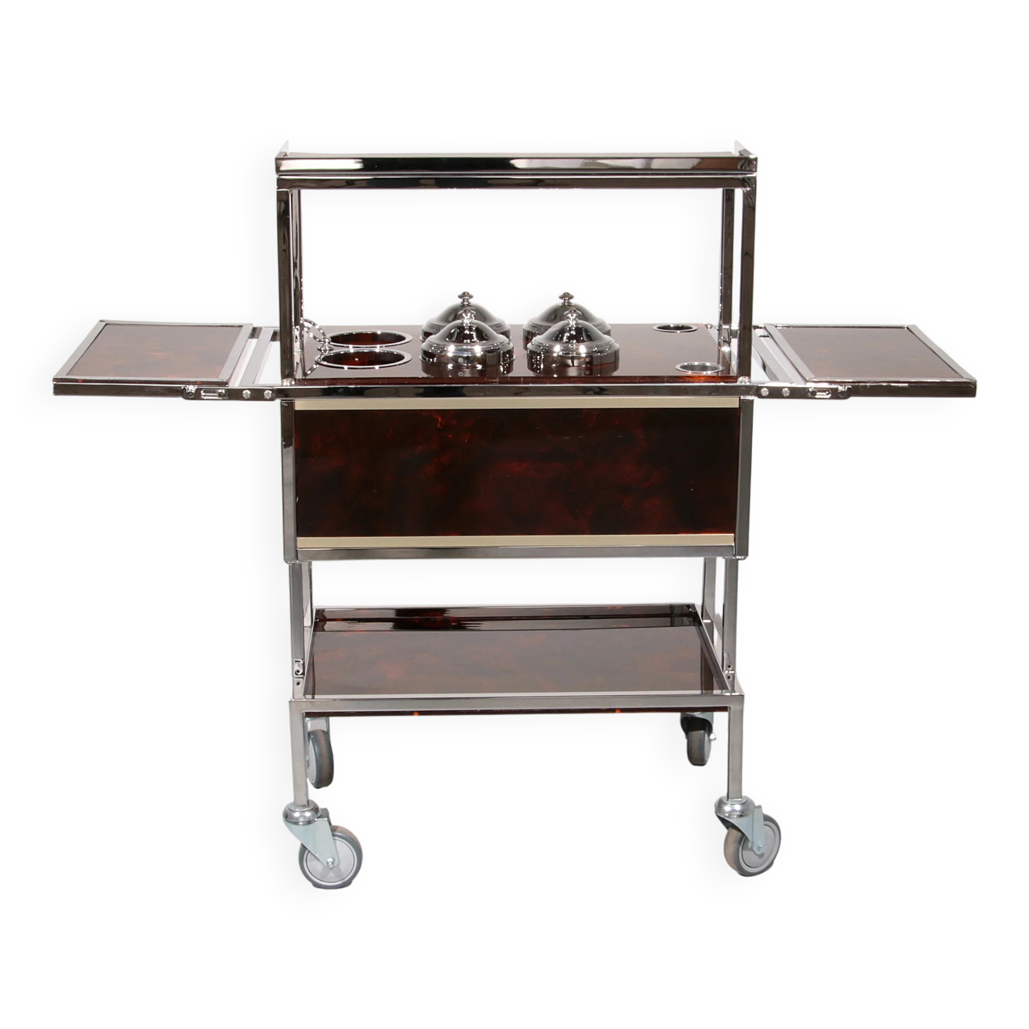 Italian ice cream / bar cart in chrome and faux tortoise