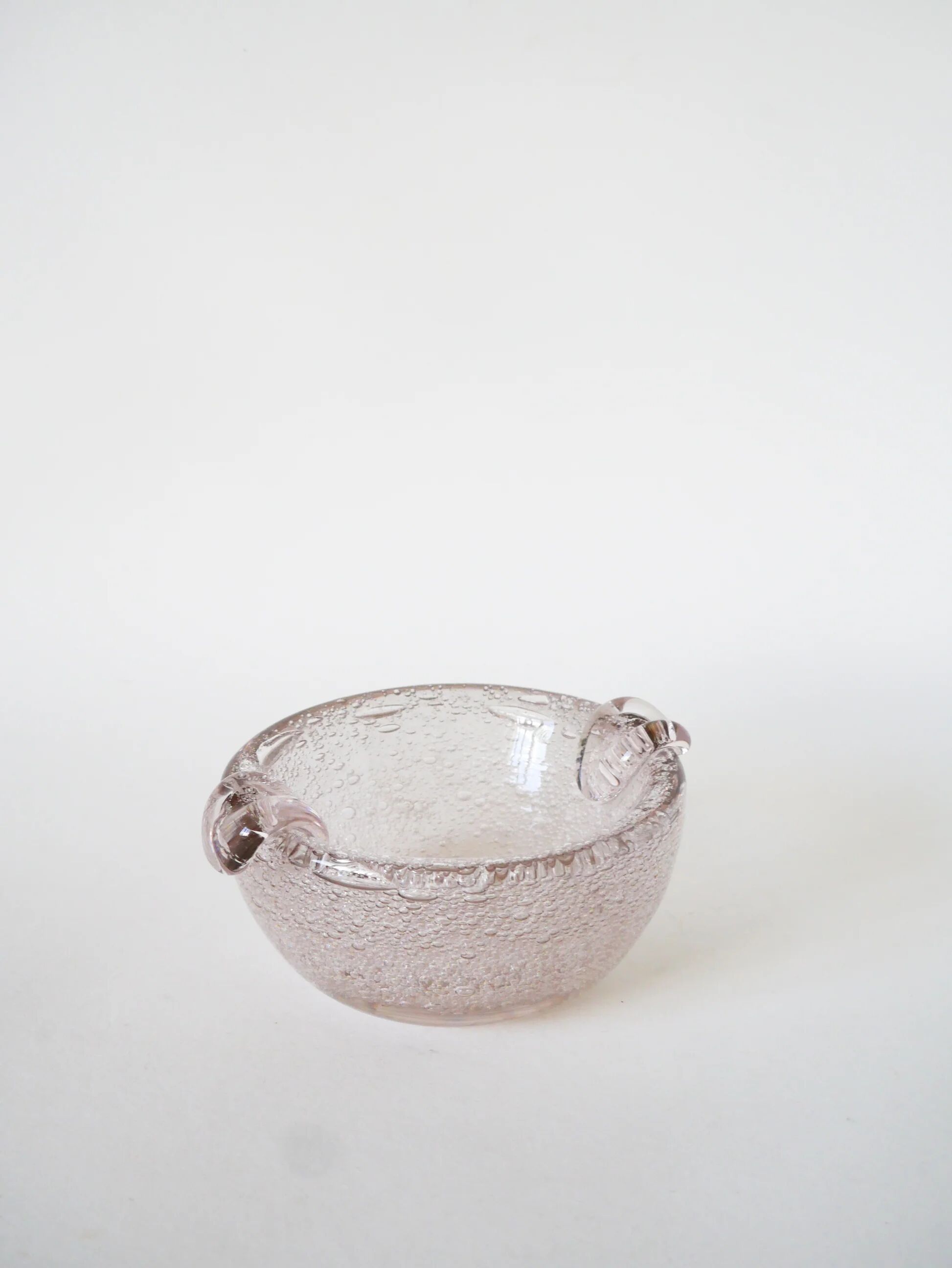 Bubble glass ashtray from Biot, pink, 1960
