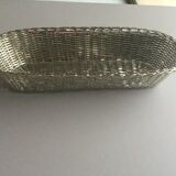 Braided silver metal bread basket