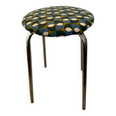 Tabouret chrome et tissu seventies