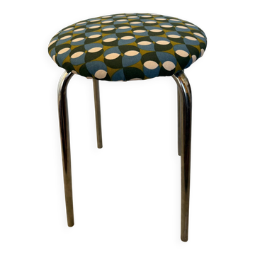 Seventies chrome and fabric stool