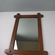 Large 1960s hand-carved oak brutalist mirror