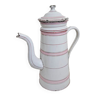 Ancienne cafetière émaillée blanche et rose