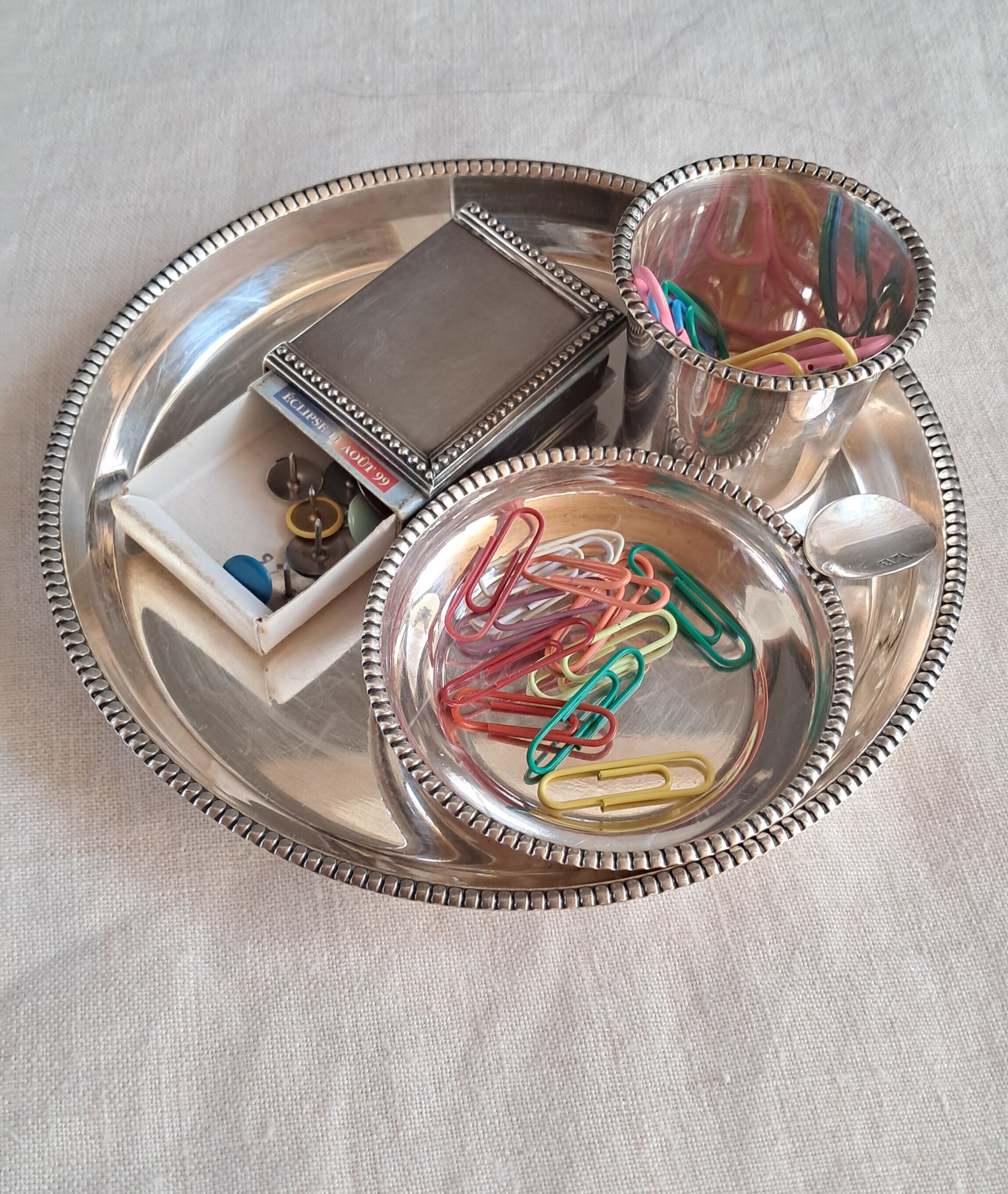 Vintage silver-plated smoker's or desk set – 4 pieces