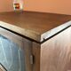 Vintage wooden furniture, vinyl storage, bookshelf, desk.