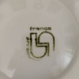 Oyster service dish and 6 plates barbotine earthenware sarreguemines ecru vintage