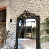 Old mirror 153.5x98.5cm Napoleon III late 19th century, beveled and stitched ice.