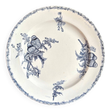Clairefontaine - Léon Graves round dish in iron earth, "Chardonnerets" service, late 19th century