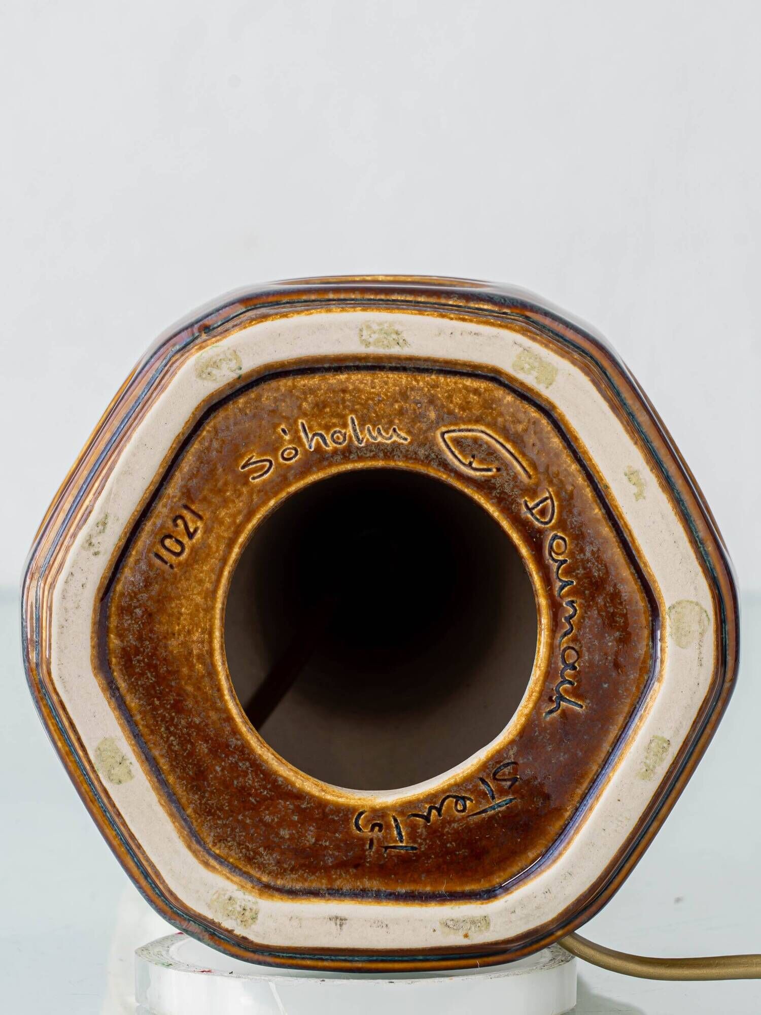 Søholm Danish Modern Stoneware Table Lamp, Brown and Blue Glaze, New Shade
