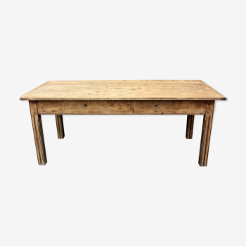 Oak farm table with two drawers