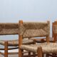 Set of 8 chairs 1960s Charlotte Perriand Style woven straw & wood