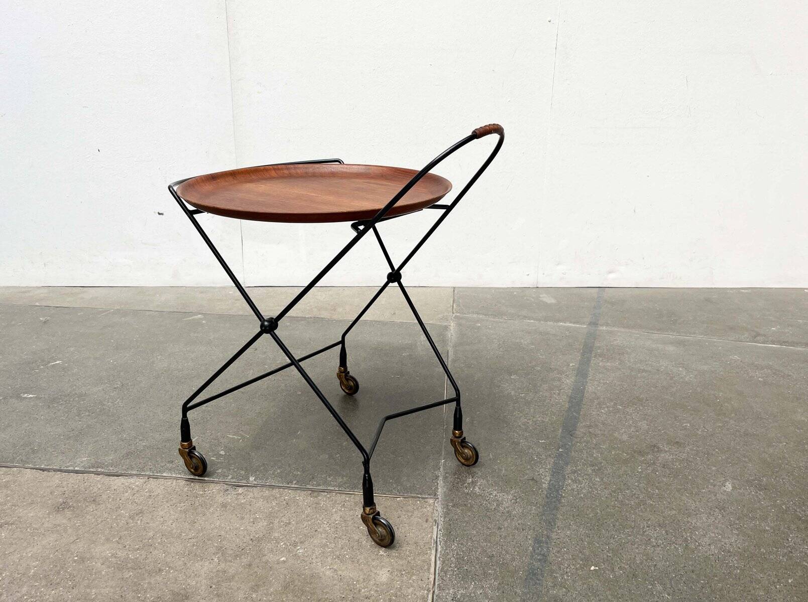 Modern folding teak trolley from the mid-century, Sweden, 1960s