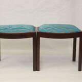 Pair of 50/60 design stools, jacquard fabric.
