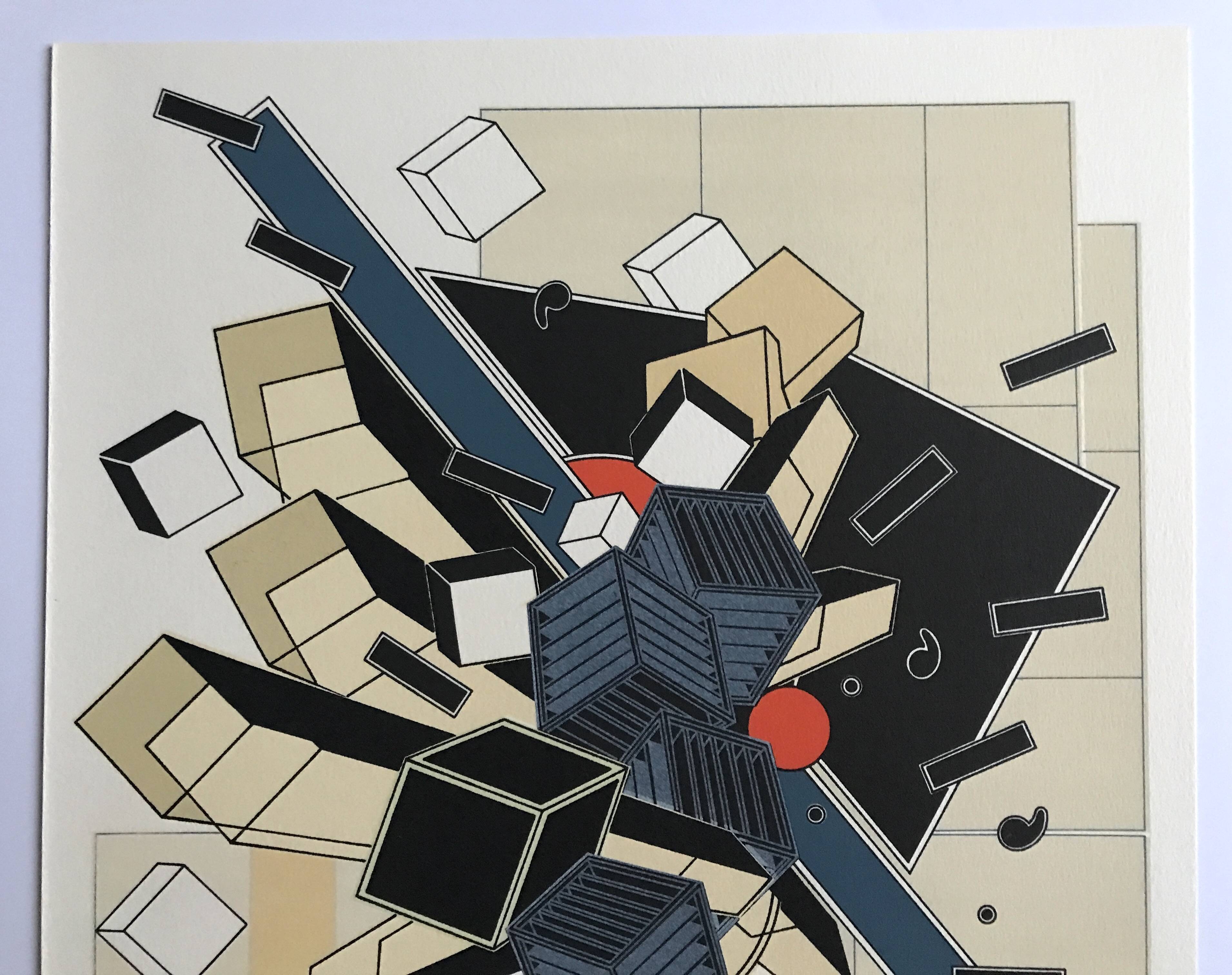 Set of 4 original lithographs by Alain Le Yaouanck 1978. The 4 elements.