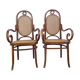 Pair of Thonet style armchairs canned and wood turned
