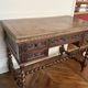 Louis XIII oak writing desk with carved twisted legs, late 19th century.