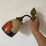 Antique bronze and glass paste wall light
