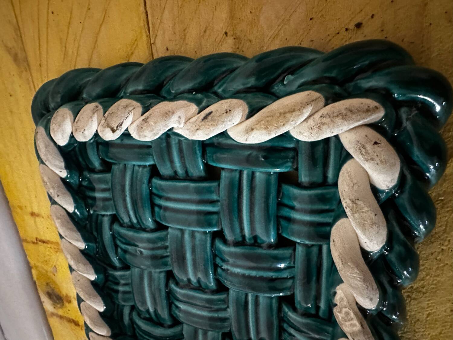Woven ceramic trivet from Vallauris in the Massier style.