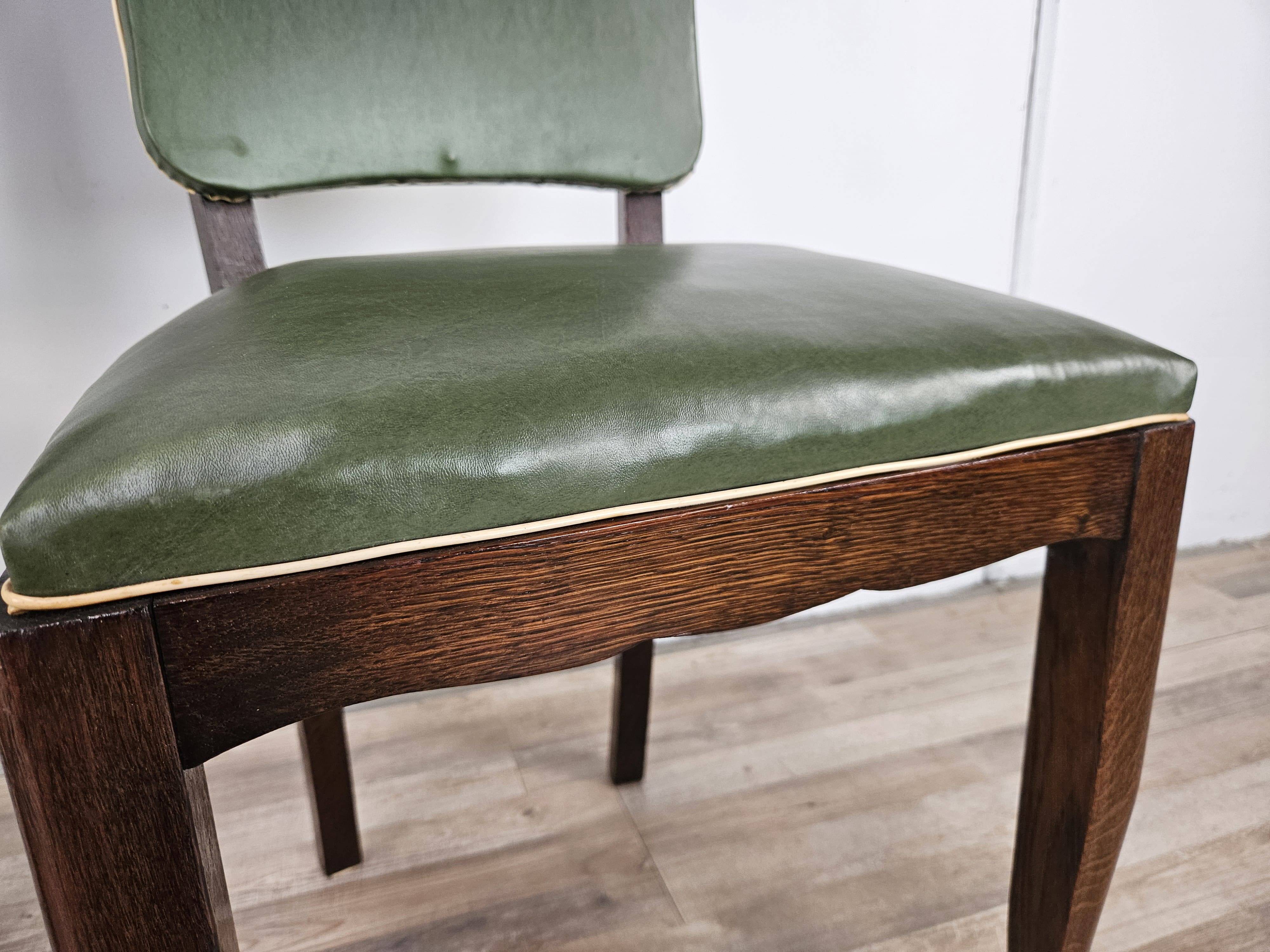 Set of 8 Art Decò oak dining chairs, 1950