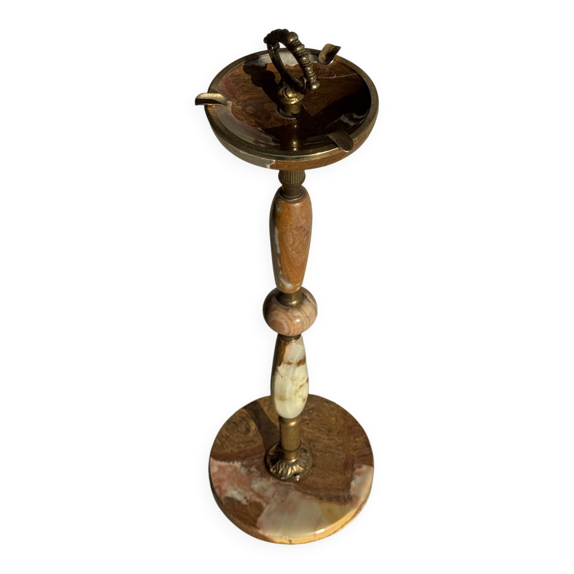 Cendrier sur pied en albâtre monture métal doré H61 D18