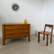 Commode en orme massif Maison Regain, France années 60
