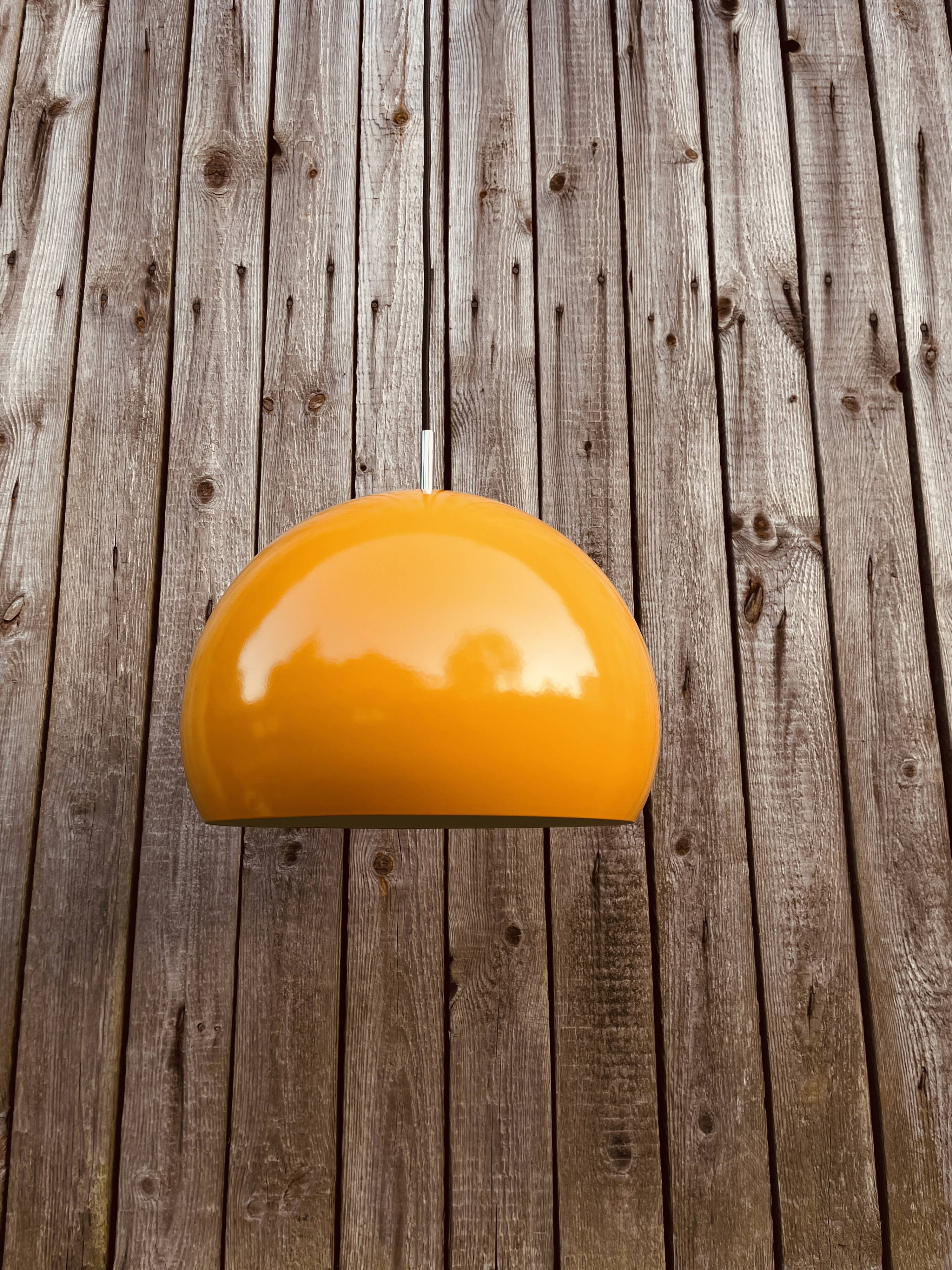 Large yellow hanging lamp, space age style, 1980s