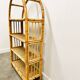 Boho chic arched bamboo shelves 1970s MCM Italian Dal Vera freestanding bookcase