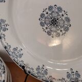 6 Flat plates in blue/green iron earth model "Mignon", H & Cie Sarreguemines