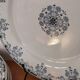 6 Flat plates in blue/green iron earth model "Mignon", H & Cie Sarreguemines