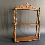 Wall shelf with pediment, in turned Napoleon III wood
