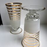 Pair of granite vases and gilded edging 60s