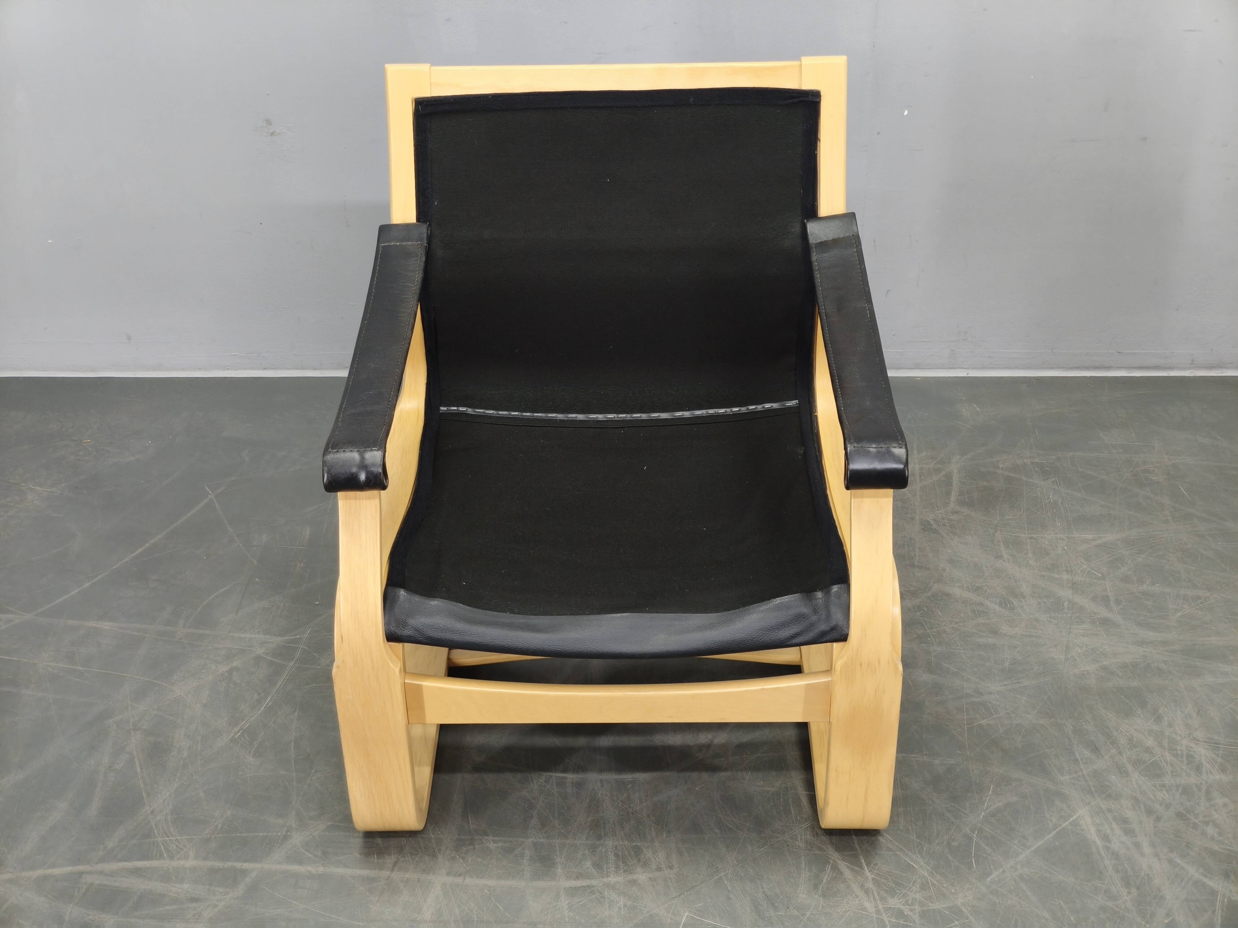 Pair of Leather Lounge Chairs by Åke Fribytter for Nelo Kroken 1960s