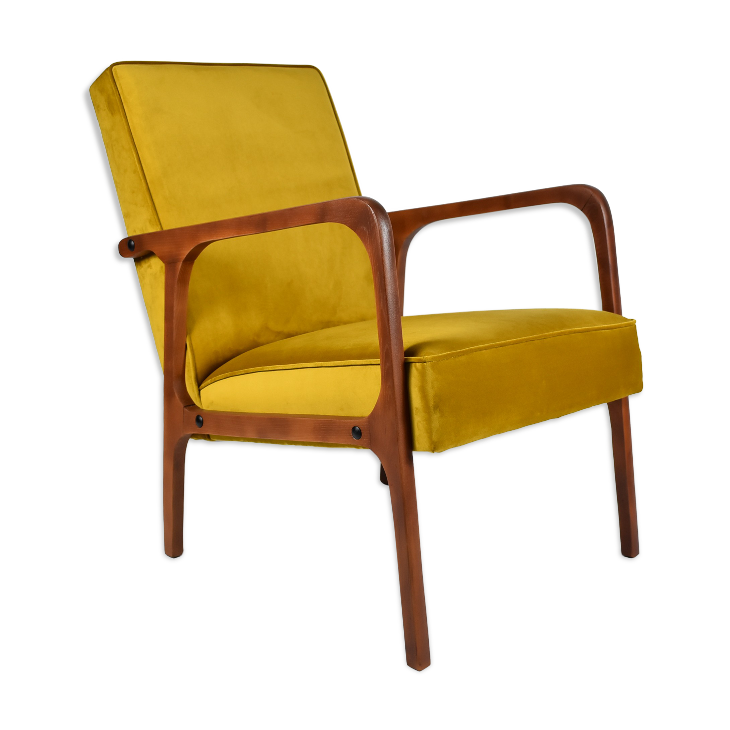 Velvet armchair model 04-b, 1970s, yellow fabric