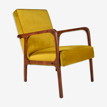 Velvet armchair model 04-b, 1970s, yellow fabric