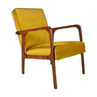 Velvet armchair model 04-b, 1970s, yellow fabric