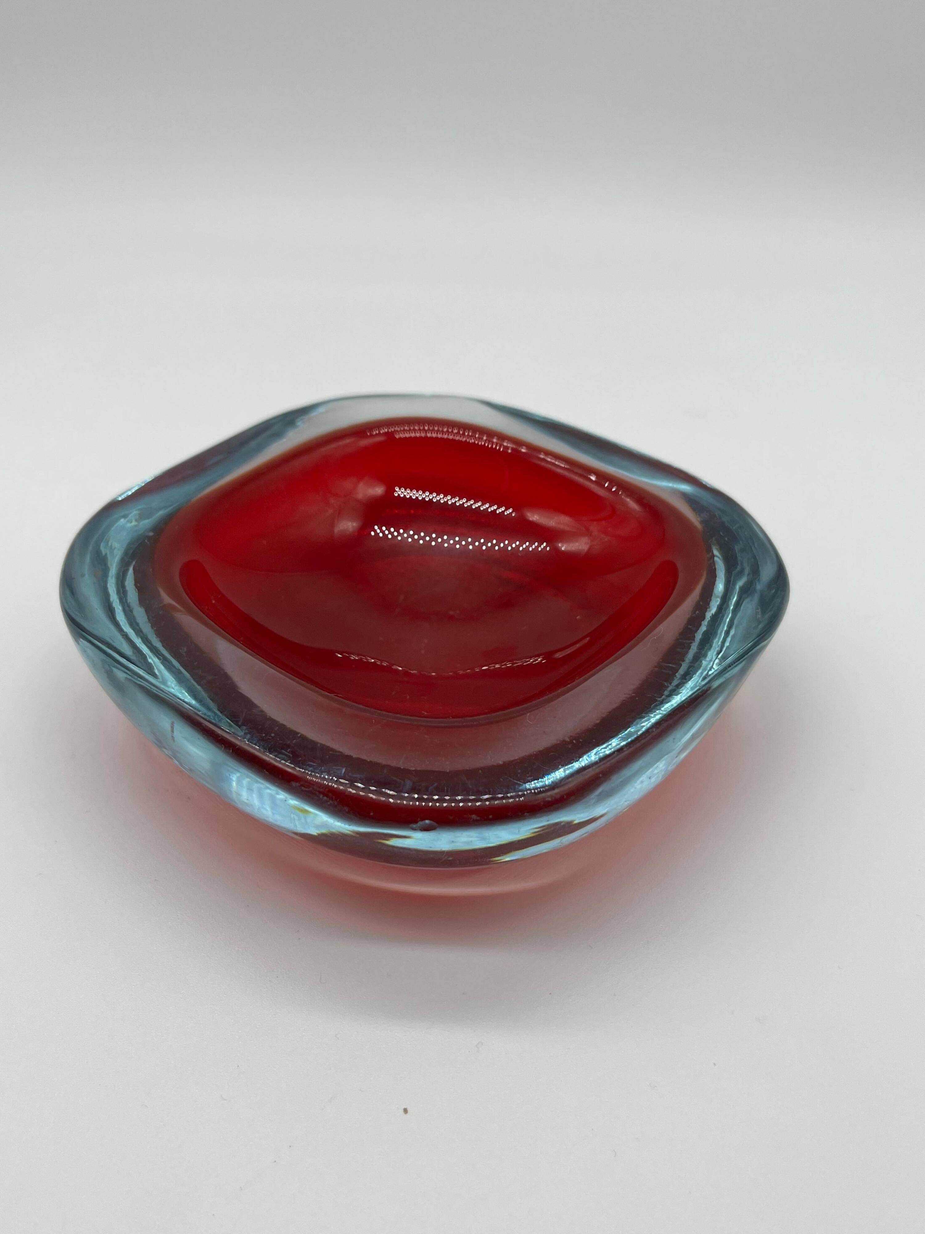 Vintage red Murano "Sommerso" Glass for Coffee table , Bookcase accent