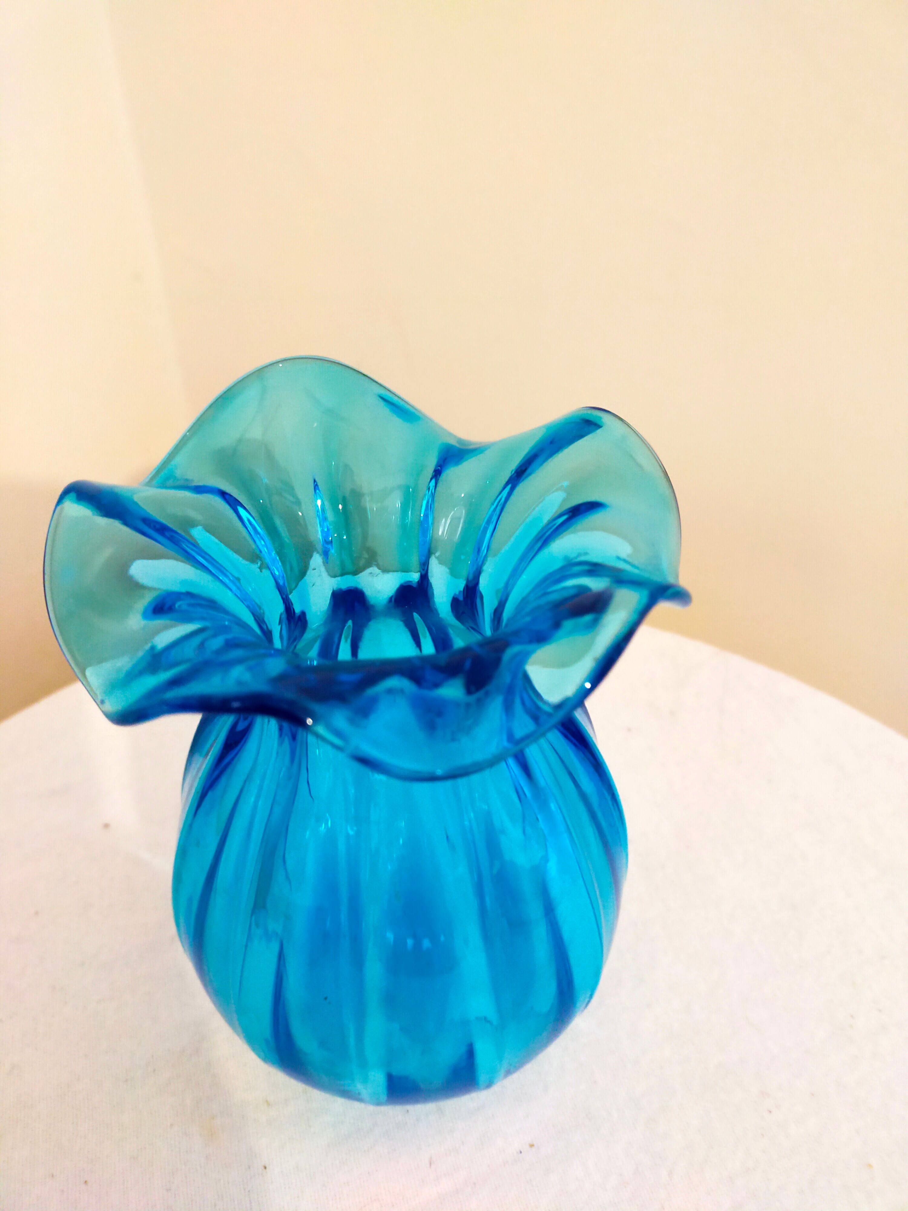 Blue breathless glass vase