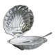 stainless steel butter dish in the shape of a shell