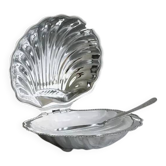 stainless steel butter dish in the shape of a shell