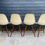 Lot of 4 DSW chairs in walnut fiber by Eames Herman Miller, vintage